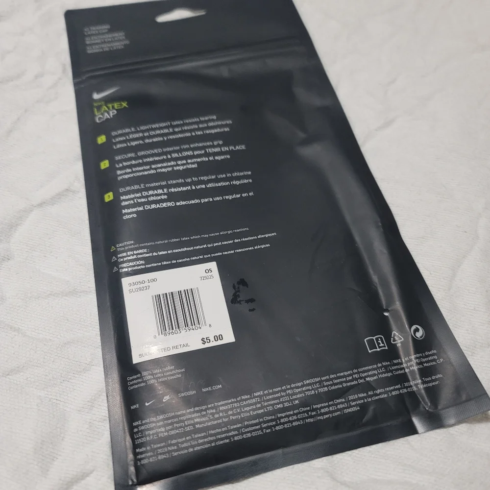 Nike White Latex Training Swim Cap Fina Approved